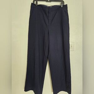 Everlane Wool Blend Wide Leg Pants Size 10 In Navy Blue